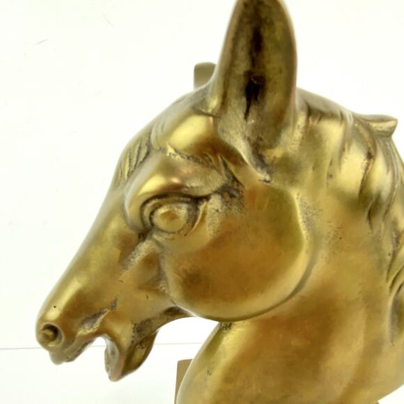 Vintage Brass Horse Head Statue Sculpture Bookend 8" Tall - Picture 2 of 10